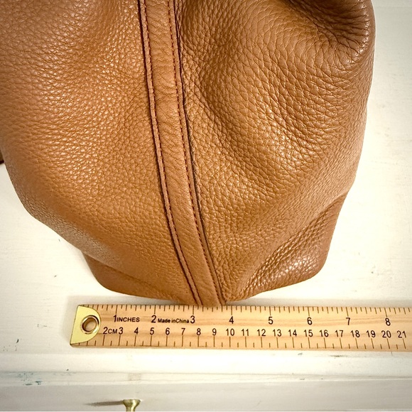 Michael Kors Brooklyn Leather Tassel Grommet Satchel Tote Bag Purse in Acorn - Picture 12 of 16